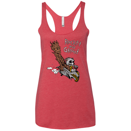T-Shirts Vintage Red / X-Small Rocket and Groot Women's Triblend Racerback Tank