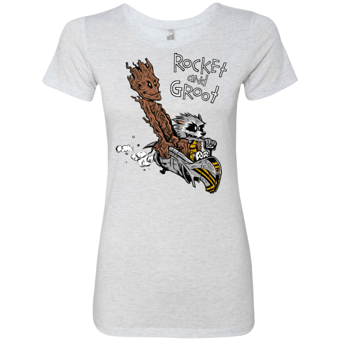 T-Shirts Heather White / Small Rocket and Groot Women's Triblend T-Shirt