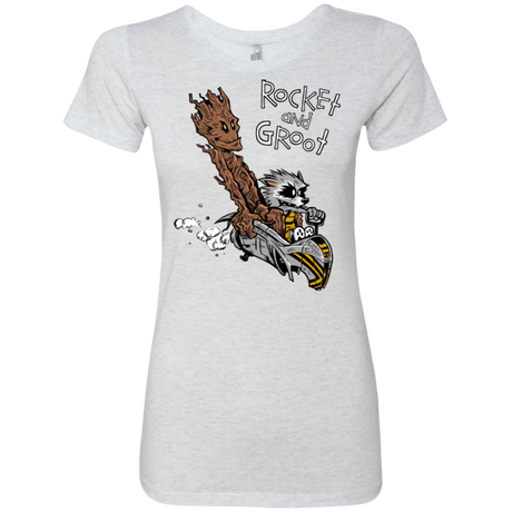 T-Shirts Heather White / Small Rocket and Groot Women's Triblend T-Shirt