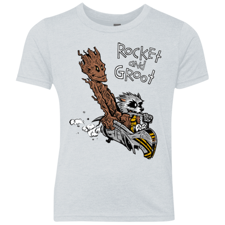 T-Shirts Heather White / YXS Rocket and Groot Youth Triblend T-Shirt