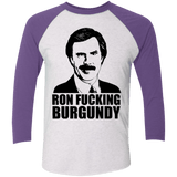 T-Shirts Heather White/Purple Rush / X-Small Ron Fucking Burgundy Men's Triblend 3/4 Sleeve