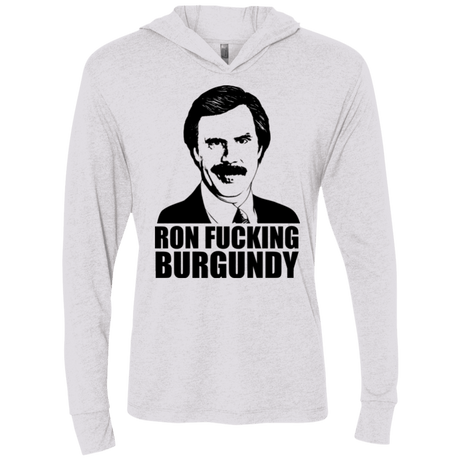 T-Shirts Heather White / X-Small Ron Fucking Burgundy Triblend Long Sleeve Hoodie Tee