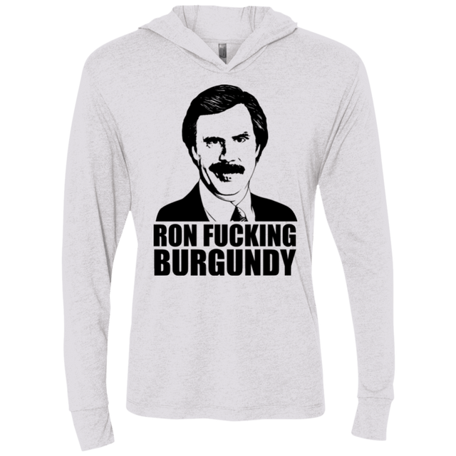 T-Shirts Heather White / X-Small Ron Fucking Burgundy Triblend Long Sleeve Hoodie Tee