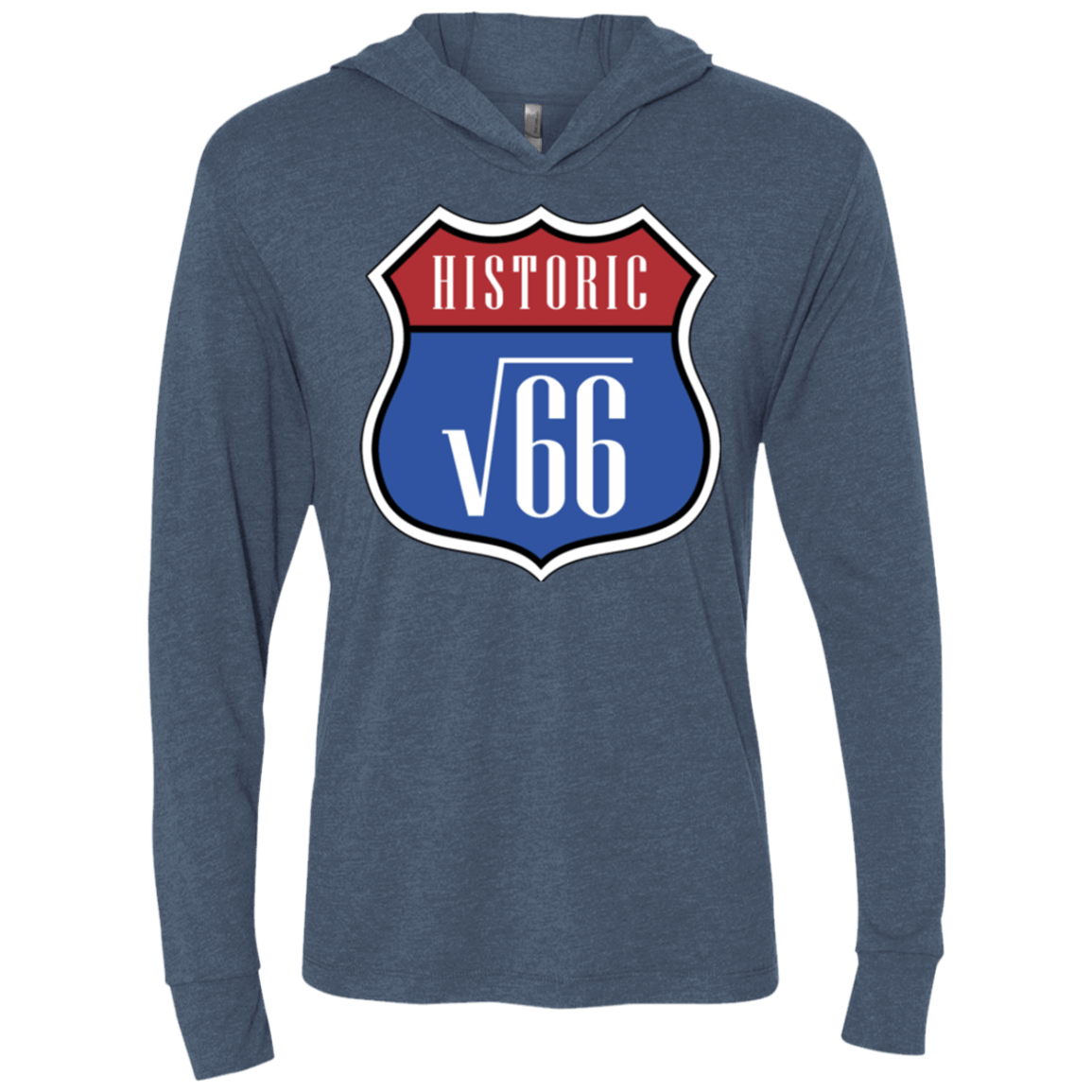 T-Shirts Indigo / X-Small Route v66 Triblend Long Sleeve Hoodie Tee