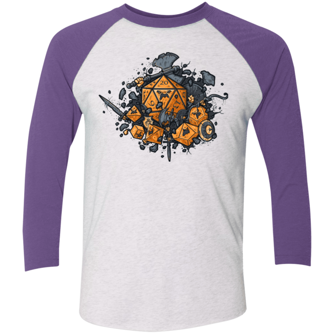 T-Shirts Heather White/Purple Rush / X-Small RPG UNITED Men's Triblend 3/4 Sleeve
