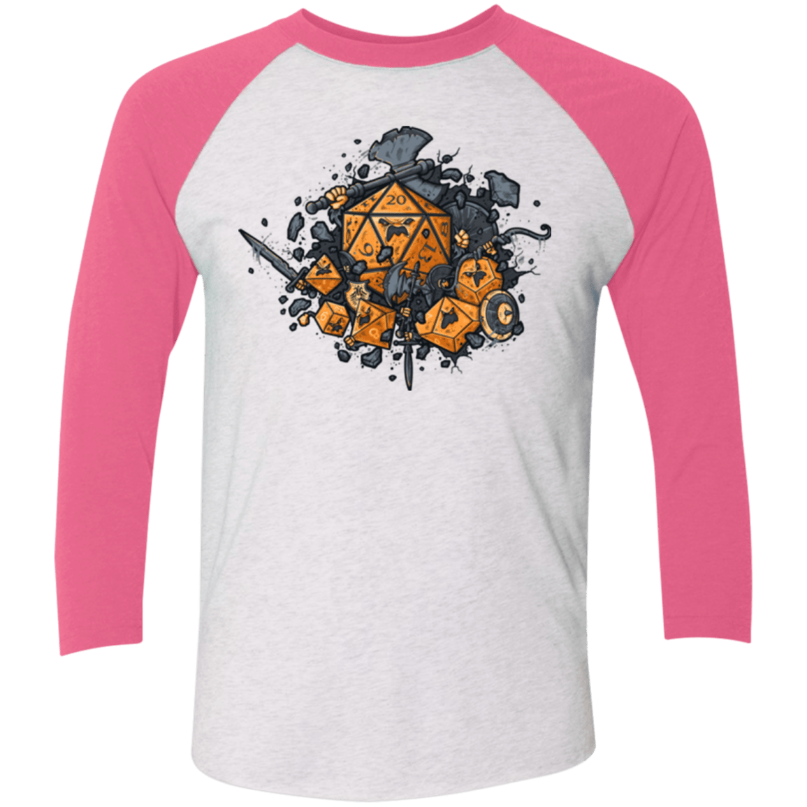 T-Shirts Heather White/Vintage Pink / X-Small RPG UNITED Men's Triblend 3/4 Sleeve