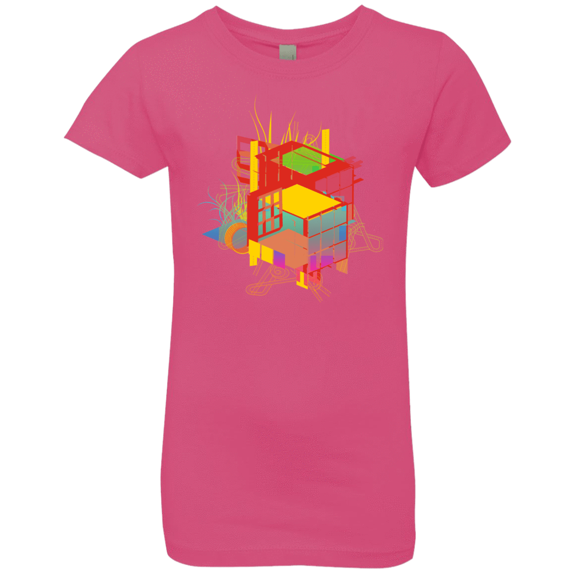 T-Shirts Hot Pink / YXS Rubik's Building Girls Premium T-Shirt