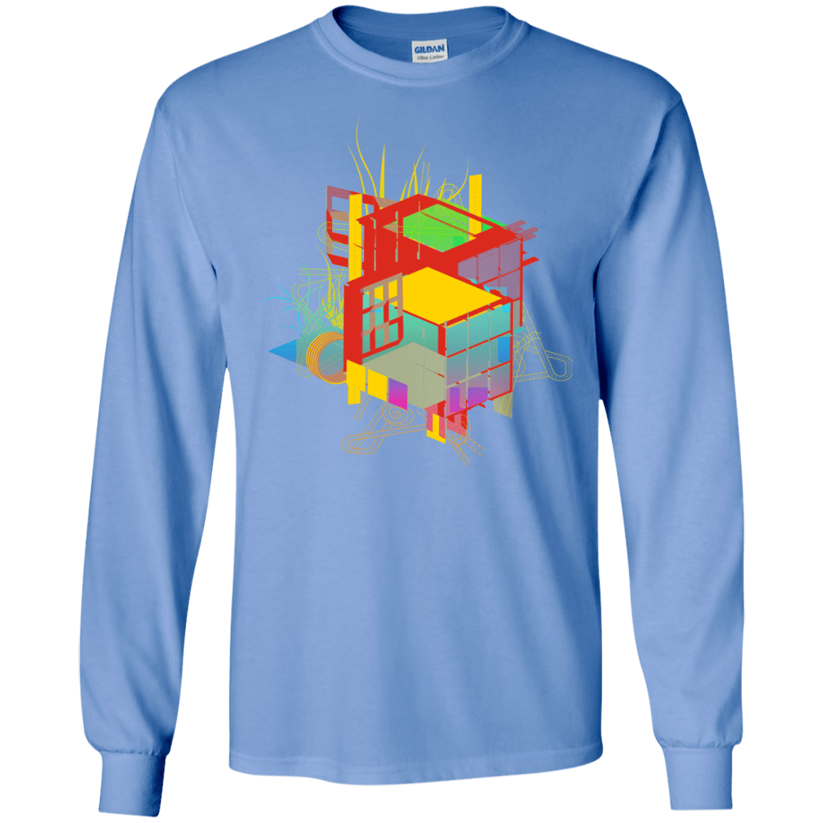 T-Shirts Carolina Blue / S Rubik's Building Men's Long Sleeve T-Shirt