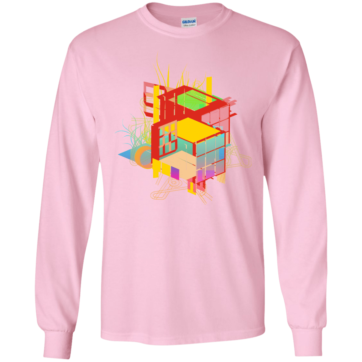 T-Shirts Light Pink / S Rubik's Building Men's Long Sleeve T-Shirt