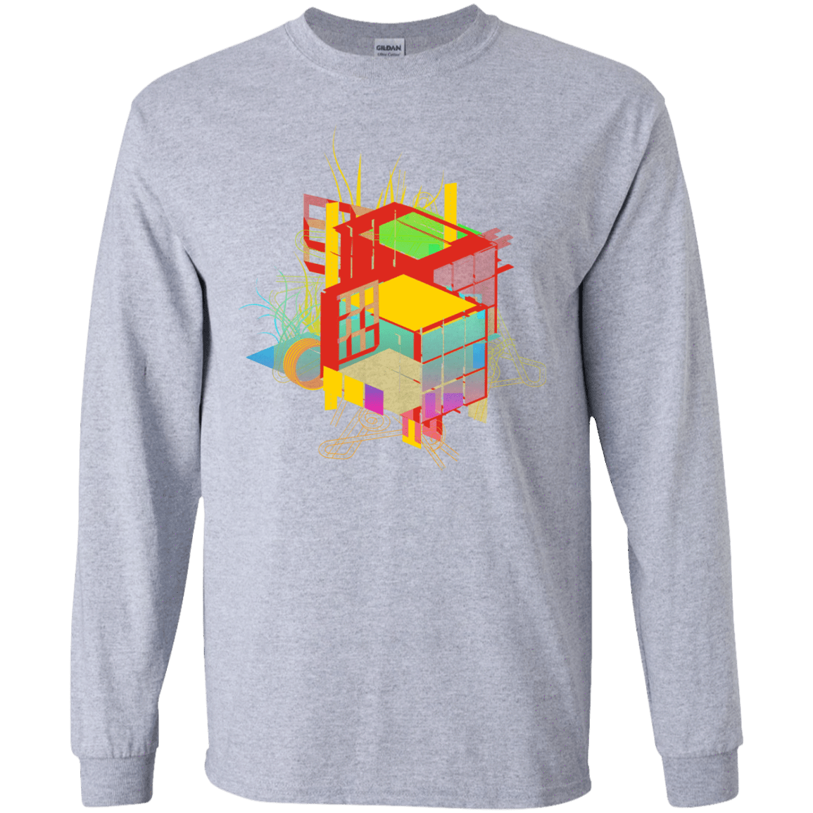 T-Shirts Sport Grey / S Rubik's Building Men's Long Sleeve T-Shirt