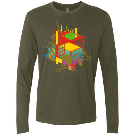 T-Shirts Military Green / S Rubik's Building Men's Premium Long Sleeve