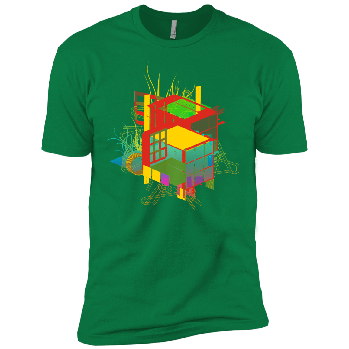 T-Shirts Kelly Green / X-Small Rubik's Building Men's Premium T-Shirt