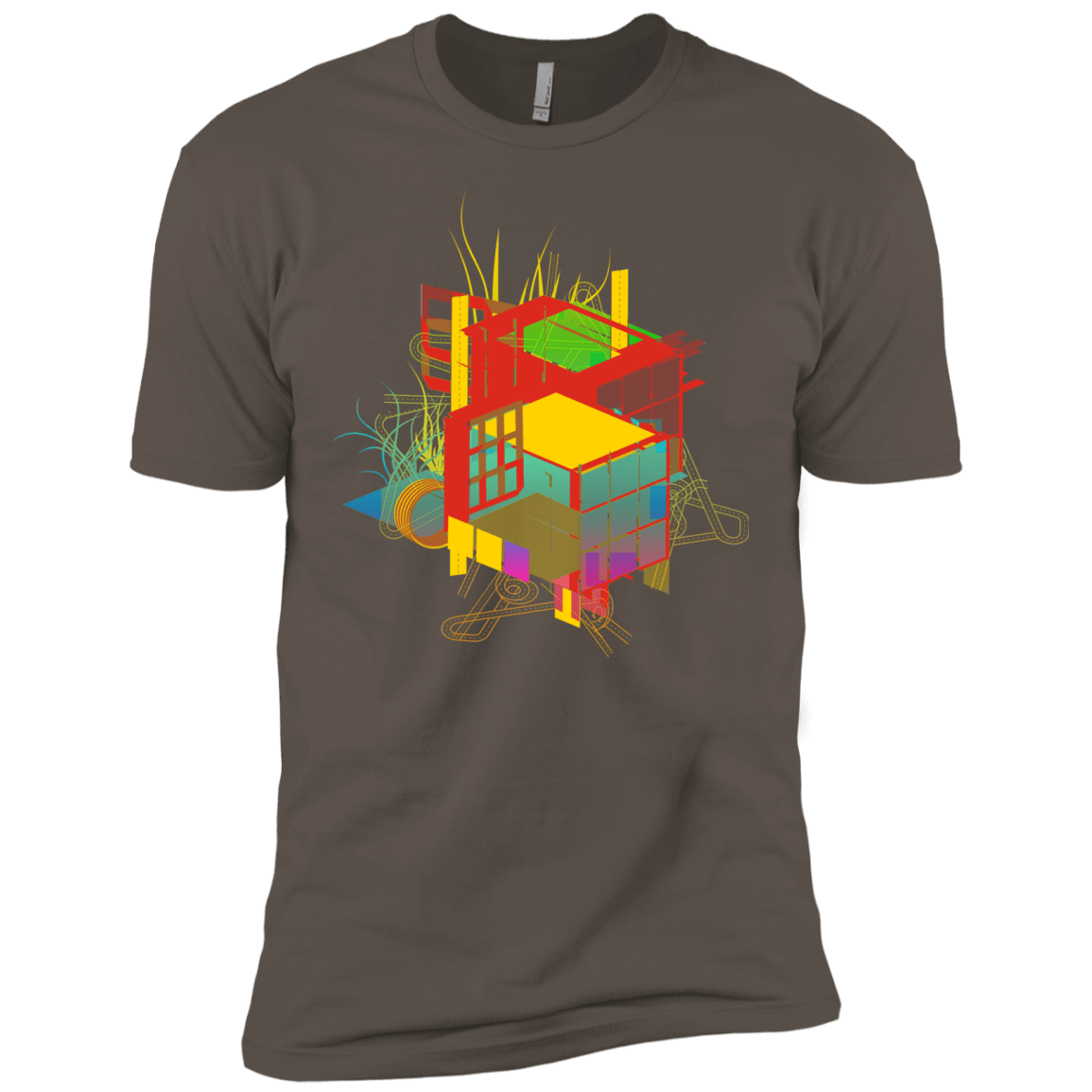T-Shirts Warm Grey / X-Small Rubik's Building Men's Premium T-Shirt