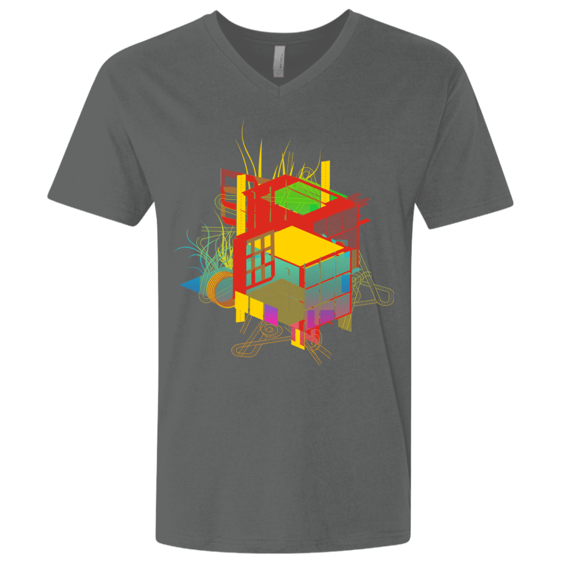 T-Shirts Heavy Metal / X-Small Rubik's Building Men's Premium V-Neck