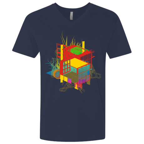 T-Shirts Midnight Navy / X-Small Rubik's Building Men's Premium V-Neck