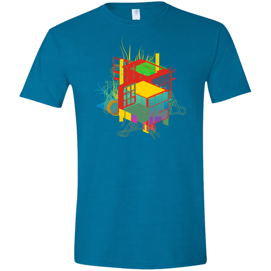 T-Shirts Antique Sapphire / S Rubik's Building Men's Semi-Fitted Softstyle