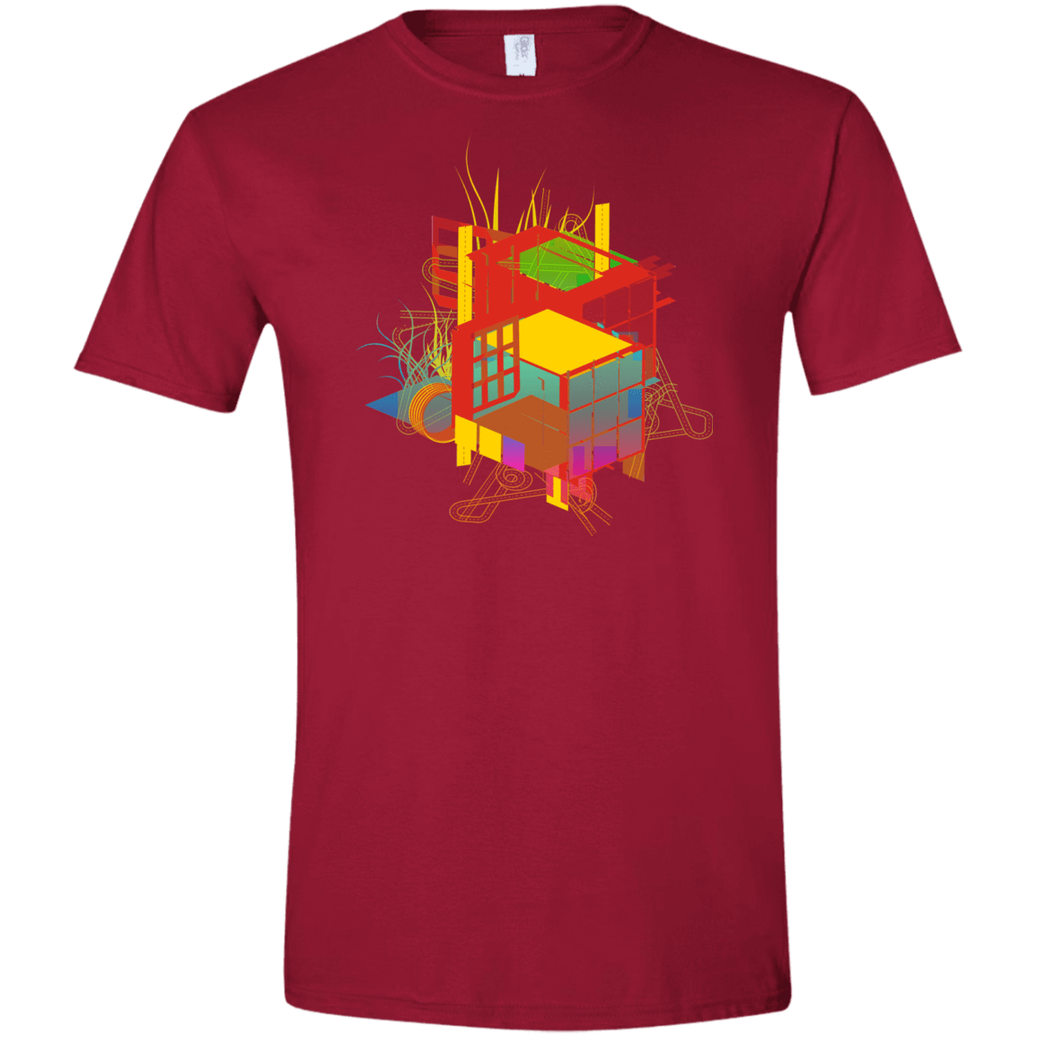 T-Shirts Cardinal Red / S Rubik's Building Men's Semi-Fitted Softstyle