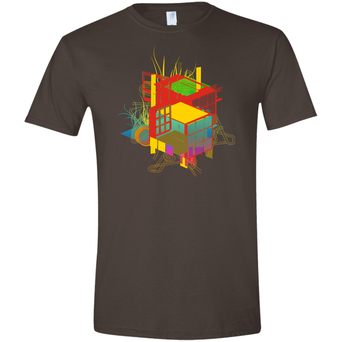 T-Shirts Dark Chocolate / S Rubik's Building Men's Semi-Fitted Softstyle