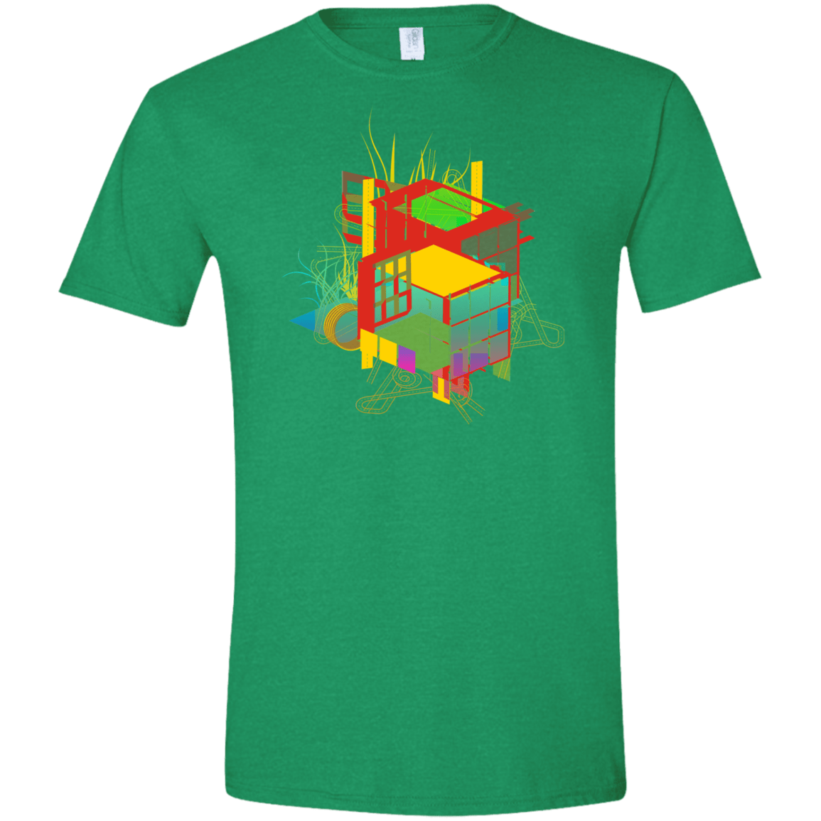 T-Shirts Heather Irish Green / S Rubik's Building Men's Semi-Fitted Softstyle