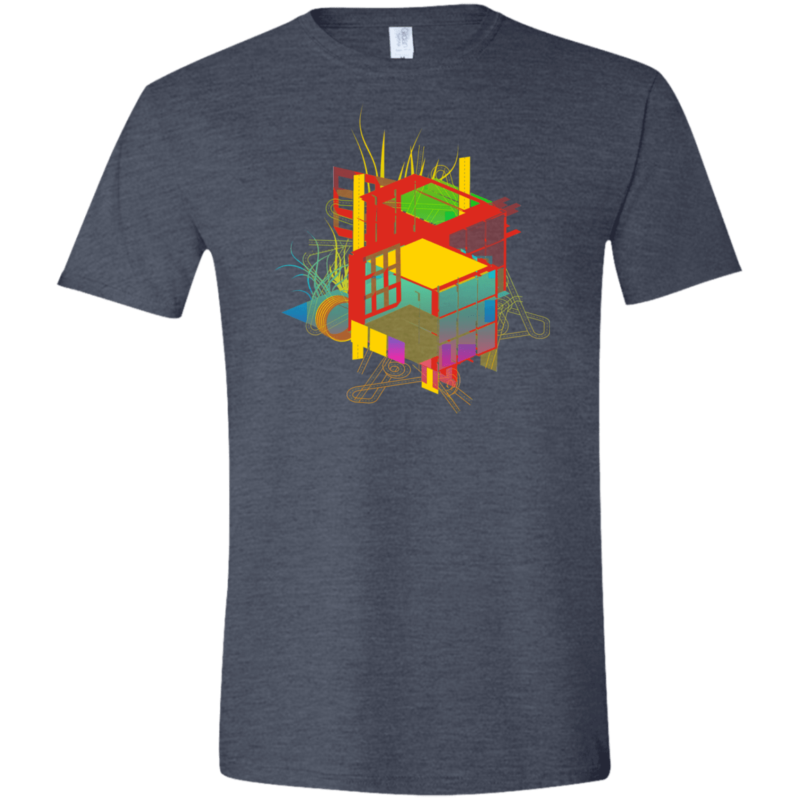 T-Shirts Heather Navy / S Rubik's Building Men's Semi-Fitted Softstyle