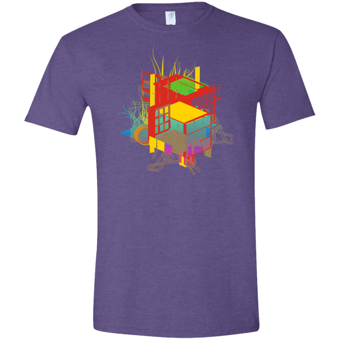 T-Shirts Heather Purple / S Rubik's Building Men's Semi-Fitted Softstyle