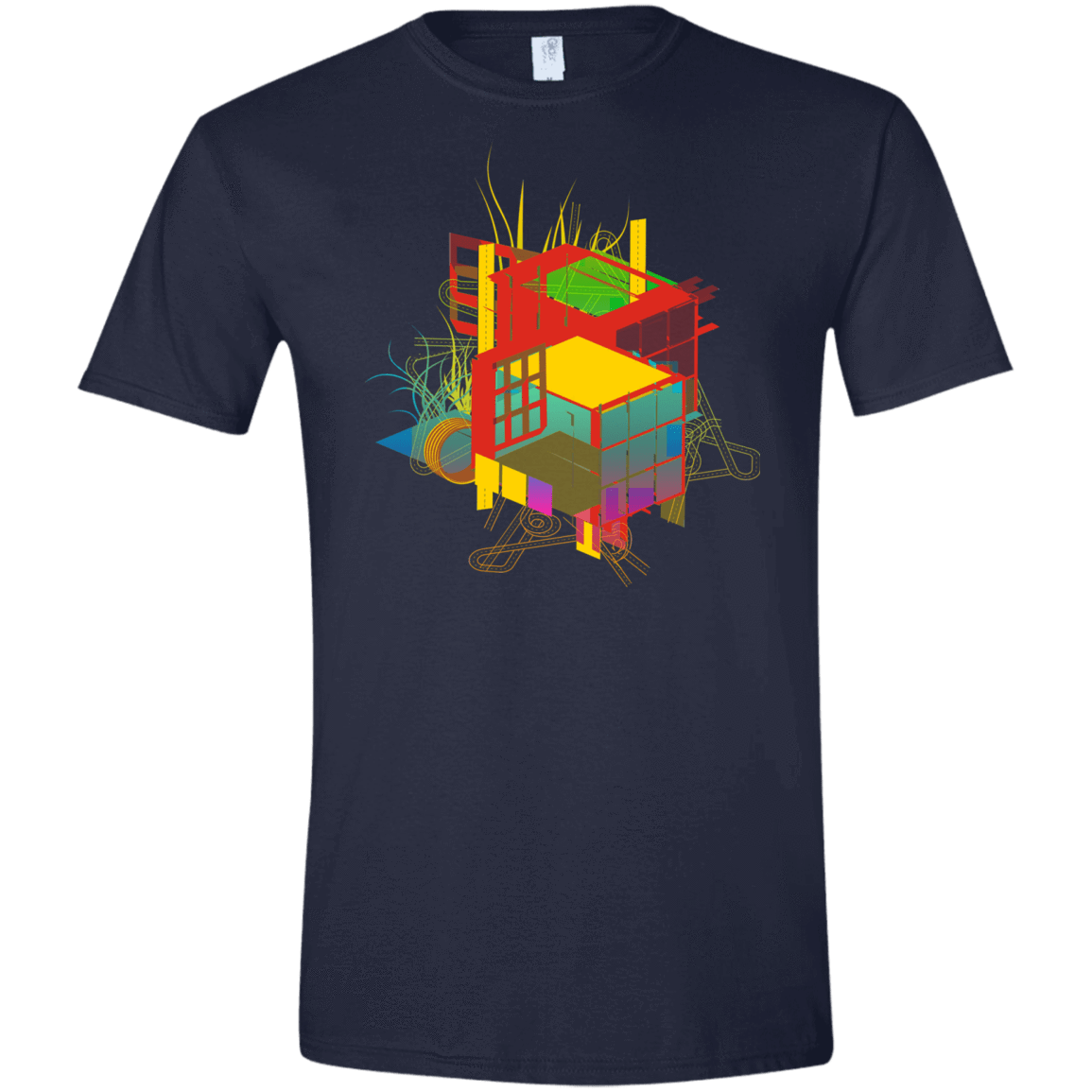 T-Shirts Navy / X-Small Rubik's Building Men's Semi-Fitted Softstyle
