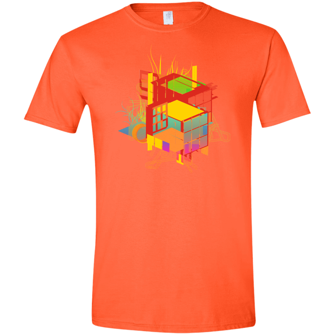 T-Shirts Orange / S Rubik's Building Men's Semi-Fitted Softstyle