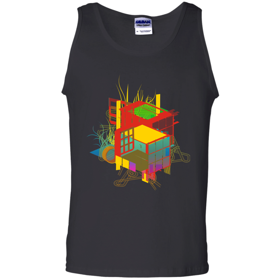 T-Shirts Black / S Rubik's Building Men's Tank Top
