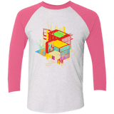 T-Shirts Heather White/Vintage Pink / X-Small Rubik's Building Men's Triblend 3/4 Sleeve