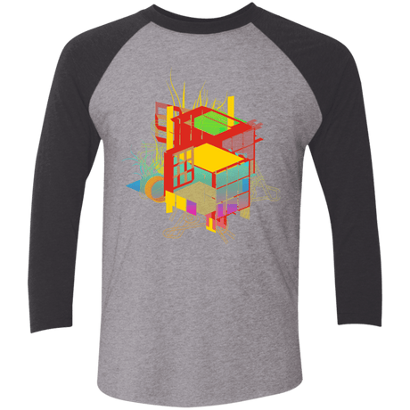 T-Shirts Premium Heather/Vintage Black / X-Small Rubik's Building Men's Triblend 3/4 Sleeve