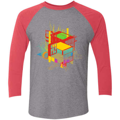 T-Shirts Premium Heather/Vintage Red / X-Small Rubik's Building Men's Triblend 3/4 Sleeve