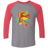 T-Shirts Premium Heather/Vintage Red / X-Small Rubik's Building Men's Triblend 3/4 Sleeve