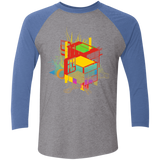 T-Shirts Premium Heather/Vintage Royal / X-Small Rubik's Building Men's Triblend 3/4 Sleeve