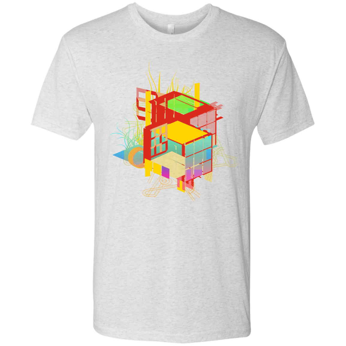 T-Shirts Heather White / S Rubik's Building Men's Triblend T-Shirt