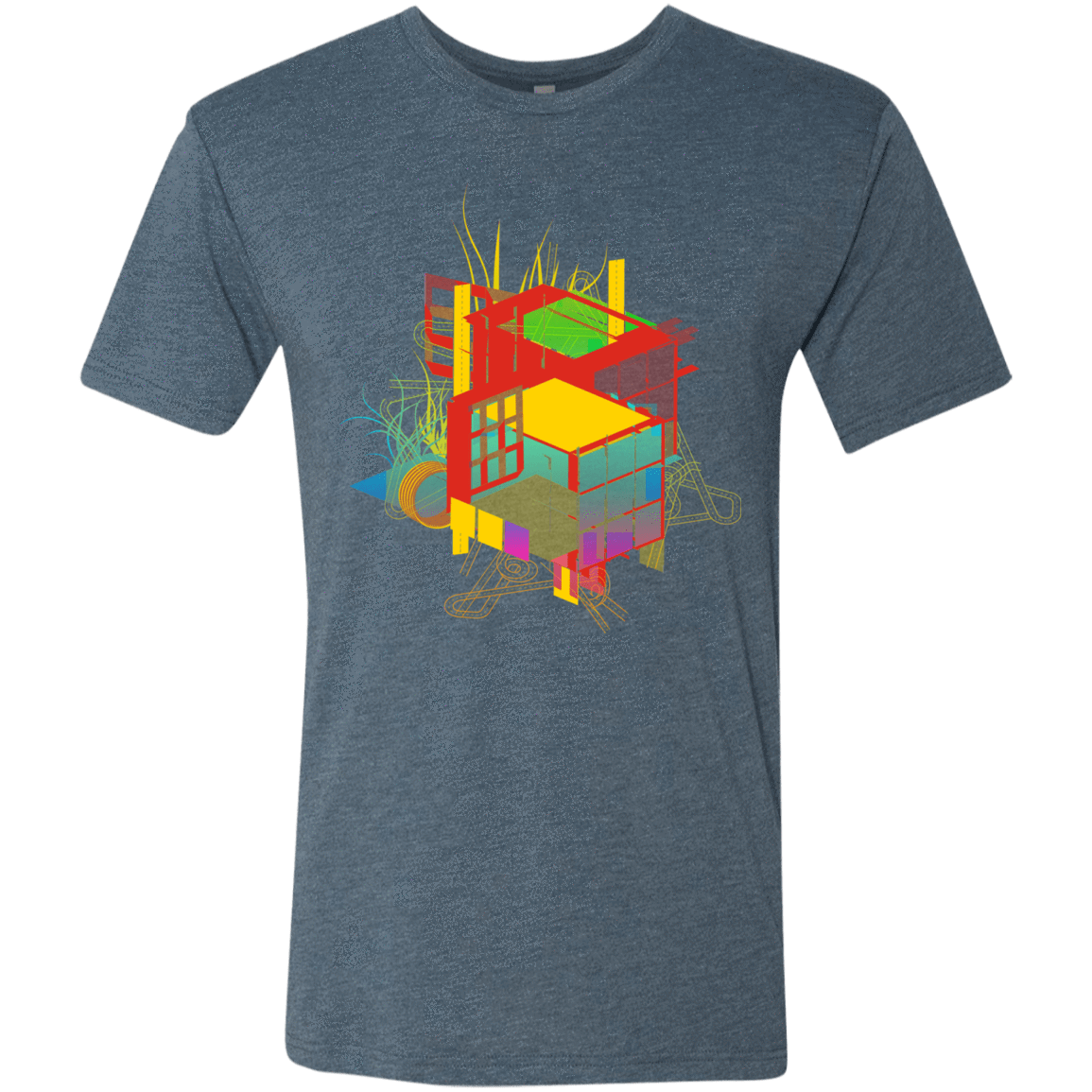 T-Shirts Indigo / S Rubik's Building Men's Triblend T-Shirt