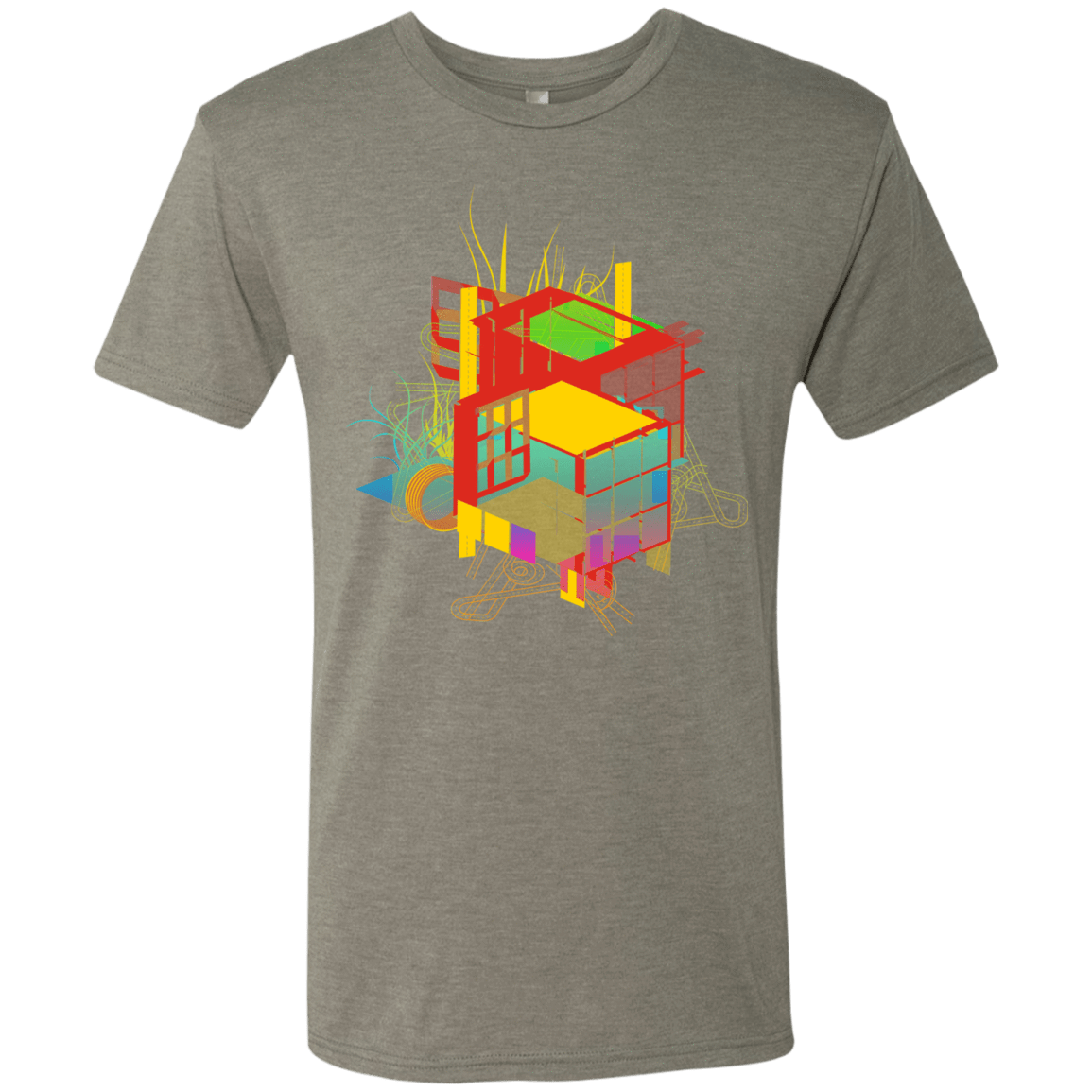 T-Shirts Venetian Grey / S Rubik's Building Men's Triblend T-Shirt