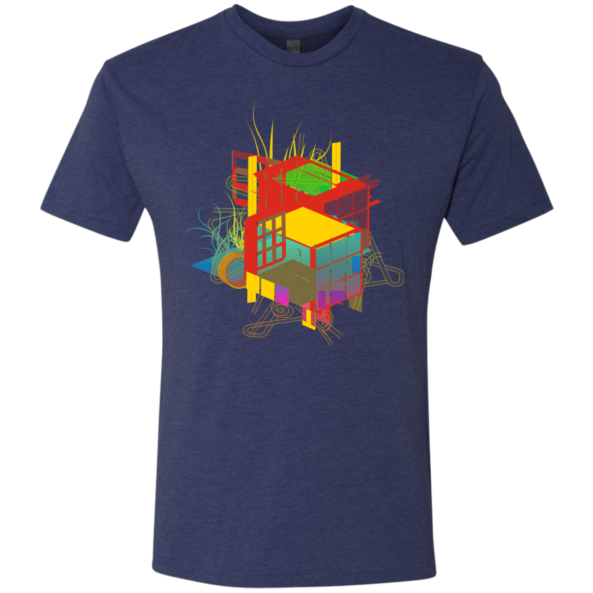 T-Shirts Vintage Navy / S Rubik's Building Men's Triblend T-Shirt