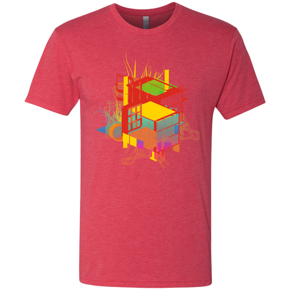T-Shirts Vintage Red / S Rubik's Building Men's Triblend T-Shirt