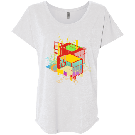 T-Shirts Heather White / X-Small Rubik's Building Triblend Dolman Sleeve