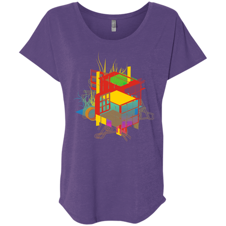 T-Shirts Purple Rush / X-Small Rubik's Building Triblend Dolman Sleeve