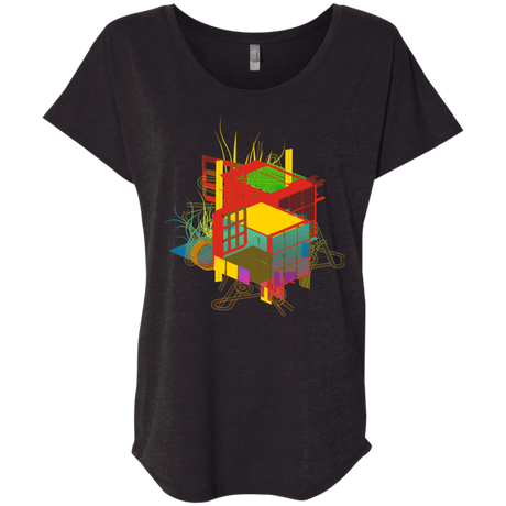 T-Shirts Vintage Black / X-Small Rubik's Building Triblend Dolman Sleeve