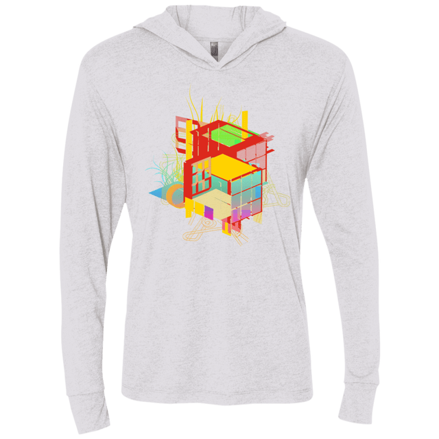 T-Shirts Heather White / X-Small Rubik's Building Triblend Long Sleeve Hoodie Tee