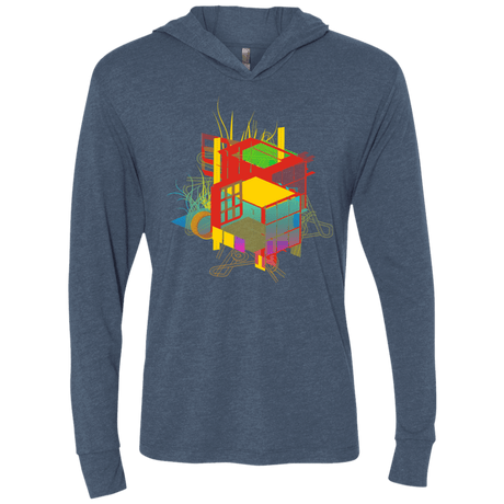 T-Shirts Indigo / X-Small Rubik's Building Triblend Long Sleeve Hoodie Tee