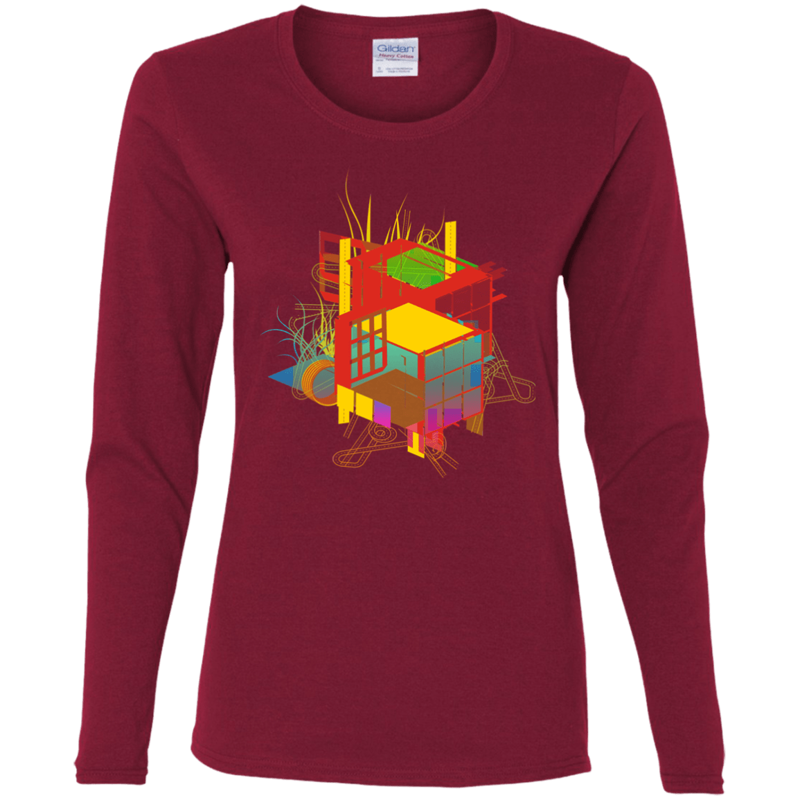 T-Shirts Cardinal / S Rubik's Building Women's Long Sleeve T-Shirt