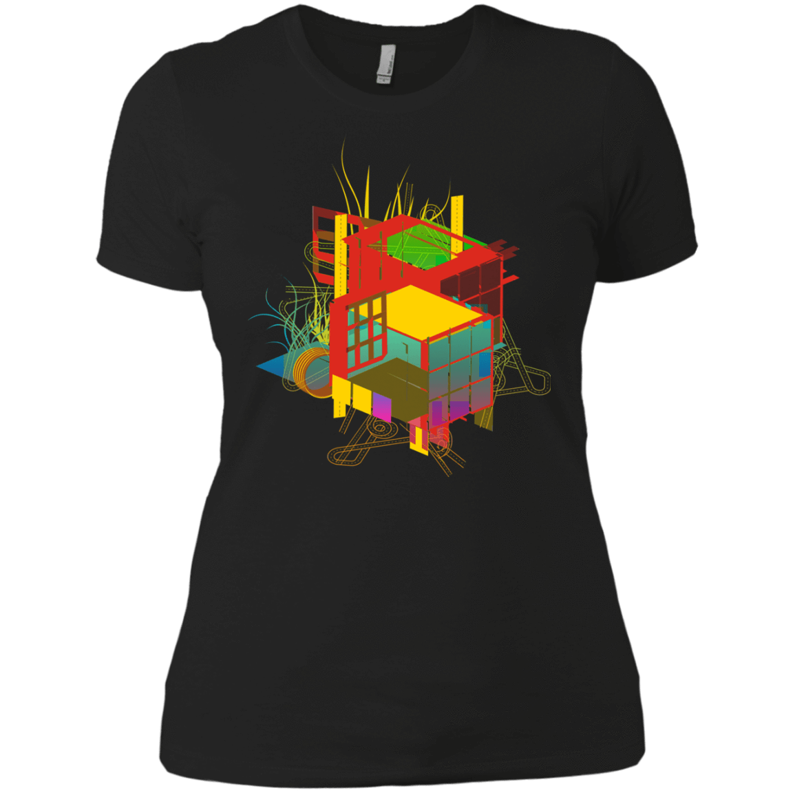 T-Shirts Black / X-Small Rubik's Building Women's Premium T-Shirt