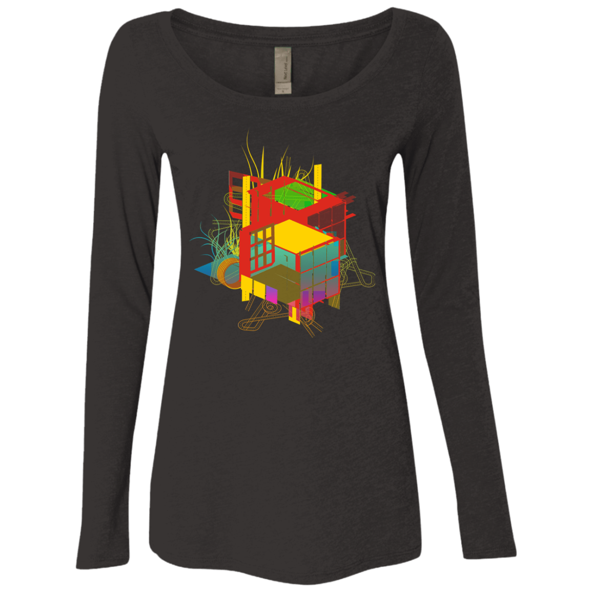 T-Shirts Vintage Black / S Rubik's Building Women's Triblend Long Sleeve Shirt