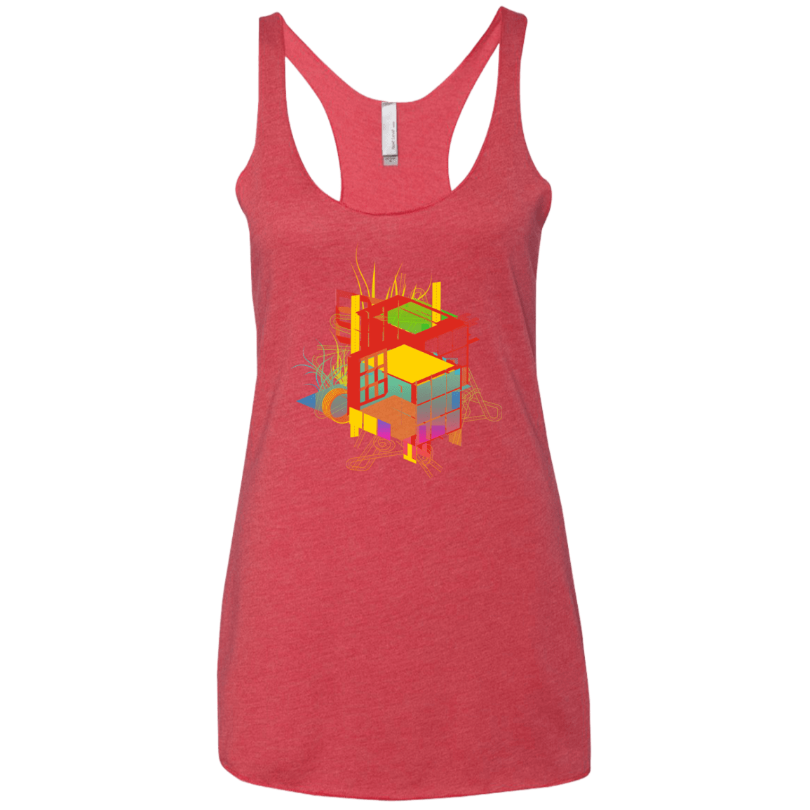 T-Shirts Vintage Red / X-Small Rubik's Building Women's Triblend Racerback Tank