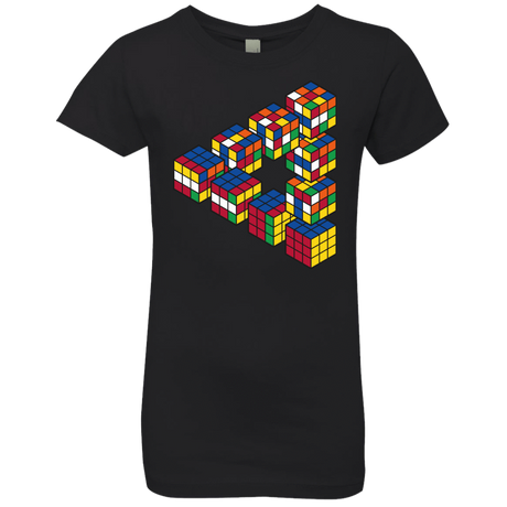 T-Shirts Black / YXS Rubiks Cube Penrose Triangle Girls Premium T-Shirt
