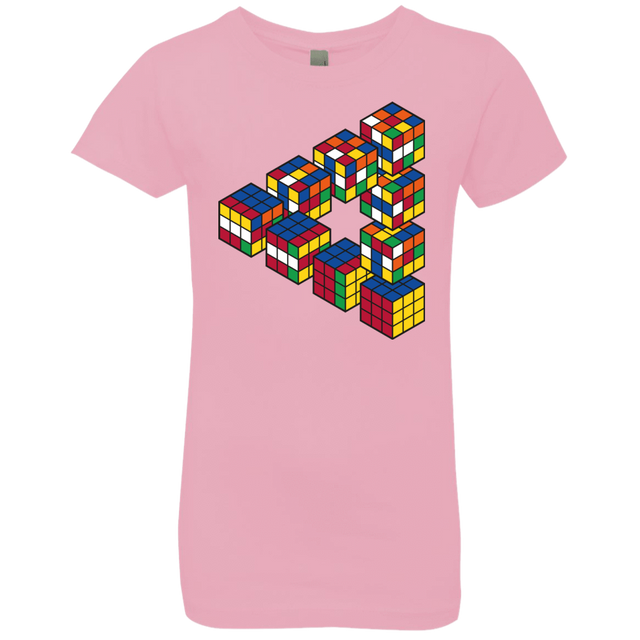 T-Shirts Light Pink / YXS Rubiks Cube Penrose Triangle Girls Premium T-Shirt