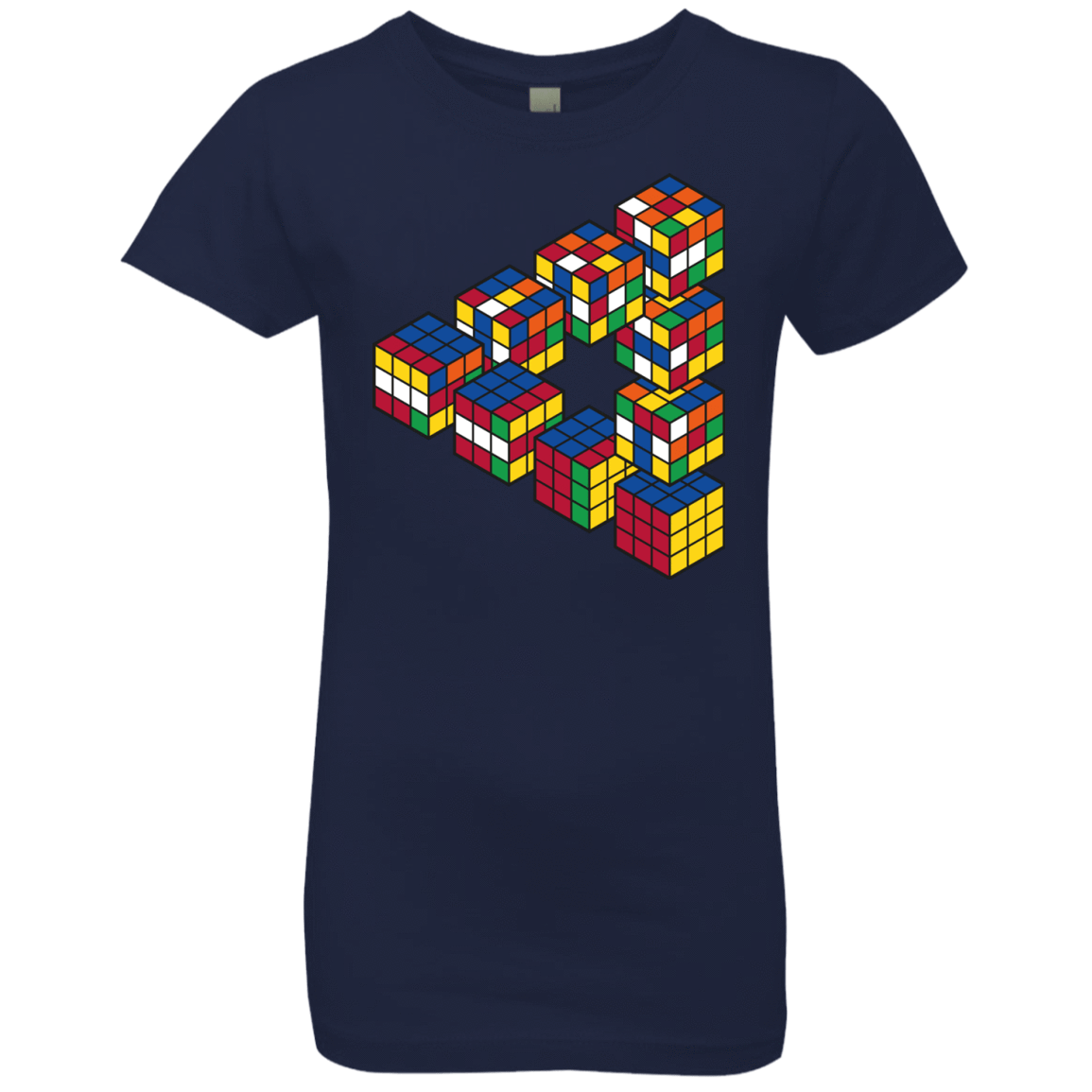 T-Shirts Midnight Navy / YXS Rubiks Cube Penrose Triangle Girls Premium T-Shirt